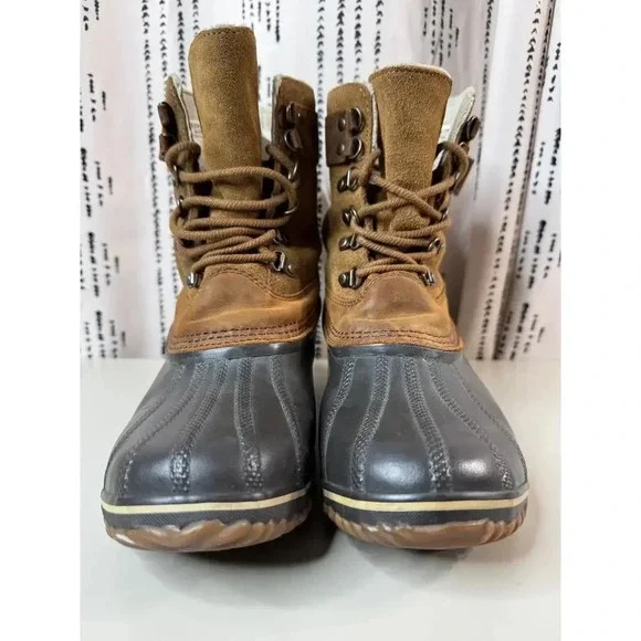 Sorel Women's Brown Leather Fancy Lace II Winter Snow Boots Size 10 Preppy Hike - Picture 7 of 15